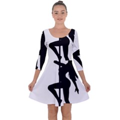Dance Silhouette Pole Dancing Girl Quarter Sleeve Skater Dress