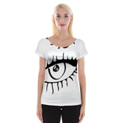 Drawn Eye Transparent Monster Big Cap Sleeve Tops