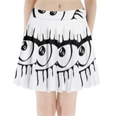 Drawn Eye Transparent Monster Big Pleated Mini Skirt
