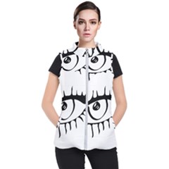 Drawn Eye Transparent Monster Big Women s Puffer Vest