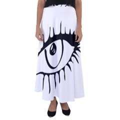 Drawn Eye Transparent Monster Big Flared Maxi Skirt