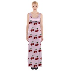 Pink Cherries Maxi Thigh Split Dress by snowwhitegirl