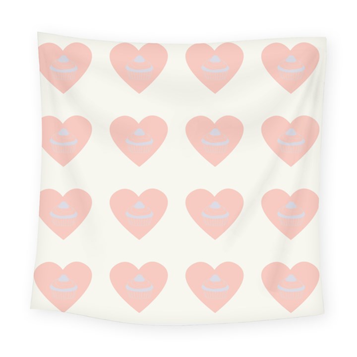 Cupcake White Pink Square Tapestry (Large)