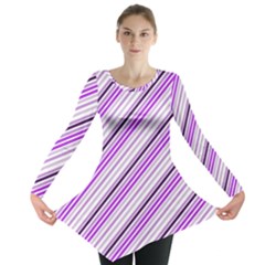 Purple Diagonal Lines Long Sleeve Tunic 