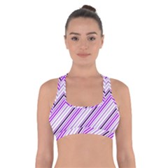 Purple Diagonal Lines Cross Back Sports Bra by snowwhitegirl