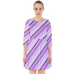 Purple Diagonal Lines Smock Dress