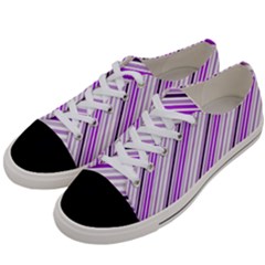 Purple Diagonal Lines Women s Low Top Canvas Sneakers