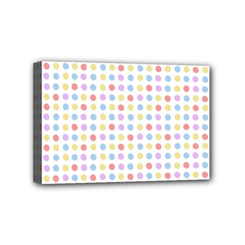 Blue Pink Yellow Eggs On White Mini Canvas 6  X 4  by snowwhitegirl