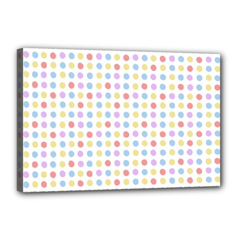 Blue Pink Yellow Eggs On White Canvas 18  X 12  by snowwhitegirl