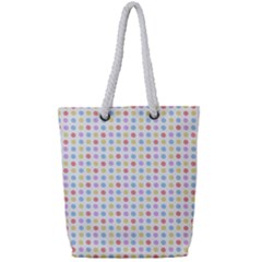 Blue Pink Yellow Eggs On White Full Print Rope Handle Tote (small)