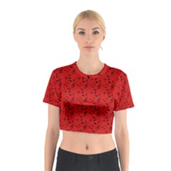 Red Music Cotton Crop Top