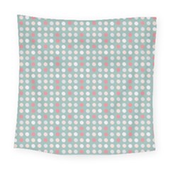 Pink Peach Grey Eggs On Teal Square Tapestry (large)