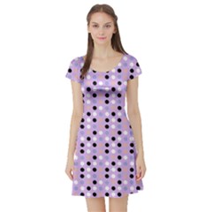 Black White Pink Blue Eggs On Violet Short Sleeve Skater Dress by snowwhitegirl