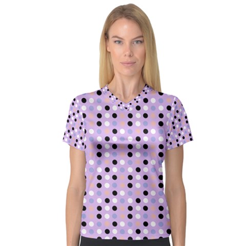 Black White Pink Blue Eggs On Violet V-neck Sport Mesh Tee by snowwhitegirl