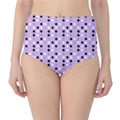 Black White Pink Blue Eggs On Violet High-waist Bikini Bottoms by snowwhitegirl