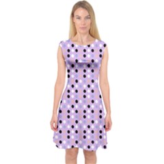 Black White Pink Blue Eggs On Violet Capsleeve Midi Dress