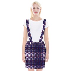 Peach Purple Eggs On Navy Blue Braces Suspender Skirt