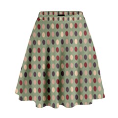 Grey Beige Burgundy Eggs On Green High Waist Skirt by snowwhitegirl