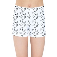 White Music Notes Kids Sports Shorts by snowwhitegirl