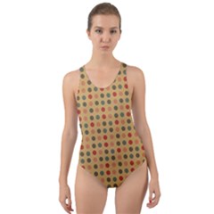 Grey Brown Eggs On Beige Cut-Out Back One Piece Swimsuit
