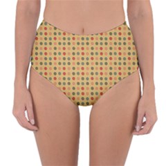 Grey Brown Eggs On Beige Reversible High-Waist Bikini Bottoms