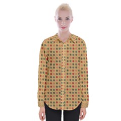 Grey Brown Eggs On Beige Womens Long Sleeve Shirt