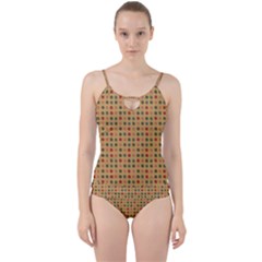 Grey Brown Eggs On Beige Cut Out Top Tankini Set