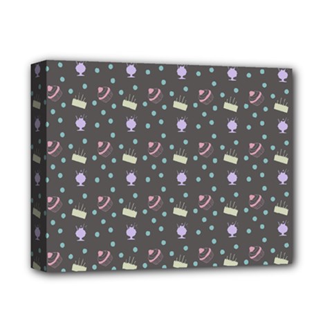 Cakes Yellow Pink Dot Sundaes Grey Deluxe Canvas 14  X 11  by snowwhitegirl