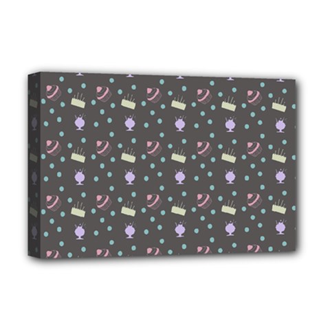 Cakes Yellow Pink Dot Sundaes Grey Deluxe Canvas 18  X 12   by snowwhitegirl