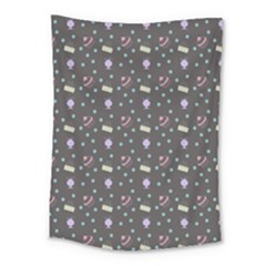 Cakes Yellow Pink Dot Sundaes Grey Medium Tapestry by snowwhitegirl