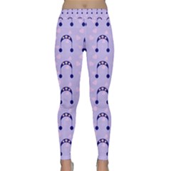 Winter Hat Snow Heart Lilac Blue Classic Yoga Leggings by snowwhitegirl