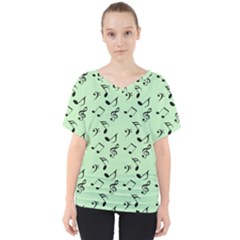 Mint Green Music V-neck Dolman Drape Top