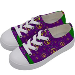 Peace Be With Us In Love And Understanding Kids  Low Top Canvas Sneakers by pepitasart