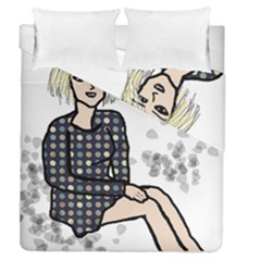 Girl Sitting Duvet Cover Double Side (queen Size) by snowwhitegirl