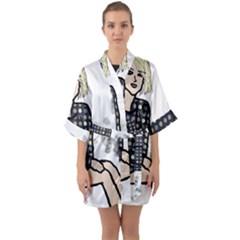 Girl Sitting Quarter Sleeve Kimono Robe by snowwhitegirl