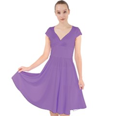 Another Purple Cap Sleeve Front Wrap Midi Dress