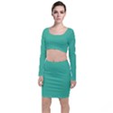 Seafoamy Green Long Sleeve Crop Top & Bodycon Skirt Set View1