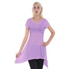 Pink Flowers Short Sleeve Side Drop Tunic by snowwhitegirl