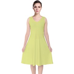 Avocado V-neck Midi Sleeveless Dress  by snowwhitegirl