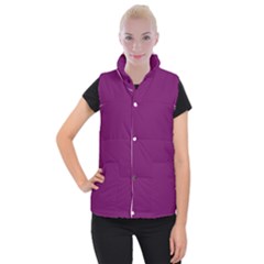 Magenta Ish Purple Women s Button Up Puffer Vest by snowwhitegirl
