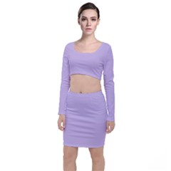 Baby Lilac Long Sleeve Crop Top & Bodycon Skirt Set by snowwhitegirl