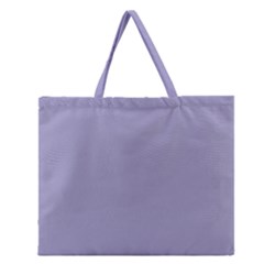 Grey Violet Zipper Large Tote Bag
