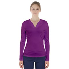 Grape Purple V-neck Long Sleeve Top by snowwhitegirl