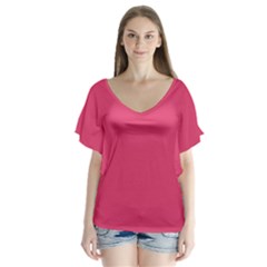 Rosey Day V-neck Flutter Sleeve Top by snowwhitegirl