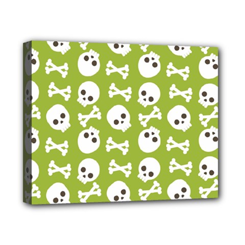 Skull Bone Mask Face White Green Canvas 10  X 8 