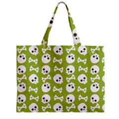 Skull Bone Mask Face White Green Zipper Mini Tote Bag