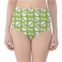 Skull Bone Mask Face White Green High-Waist Bikini Bottoms View1