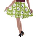 Skull Bone Mask Face White Green A-line Skater Skirt View2