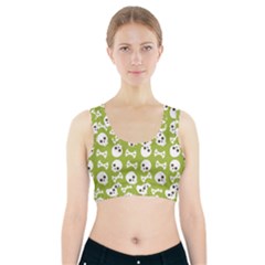 Skull Bone Mask Face White Green Sports Bra With Pocket by Alisyart