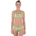 Skull Bone Mask Face White Green Criss Cross Bikini Set View1